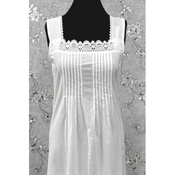 SoieRose Victorian 100% Cotton Sleeveless Nightgown with Lace Bodice – SR-1228 - Picture 3 of 8